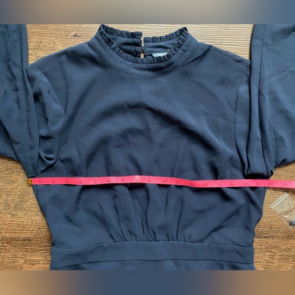 ModCloth NWT Navy Blue Mock Neck Key Hole Back chiffon Mini Dress Size 8 preppy - Picture 14 of 16